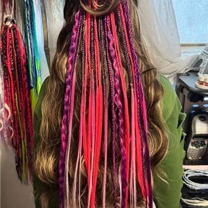Ponytail Extension Braids in Pink & Purple
